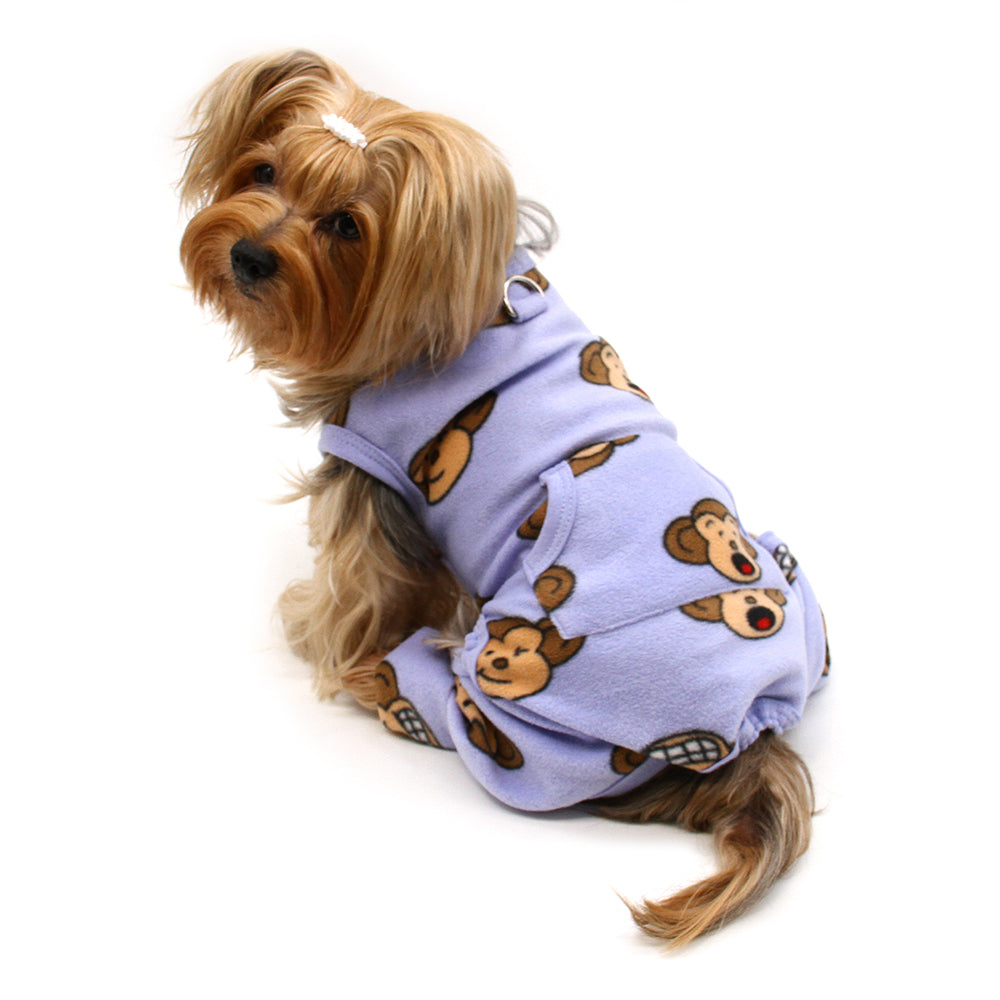 Silly Monkey Front Sleeveless Fleec Pajamas - Lavender