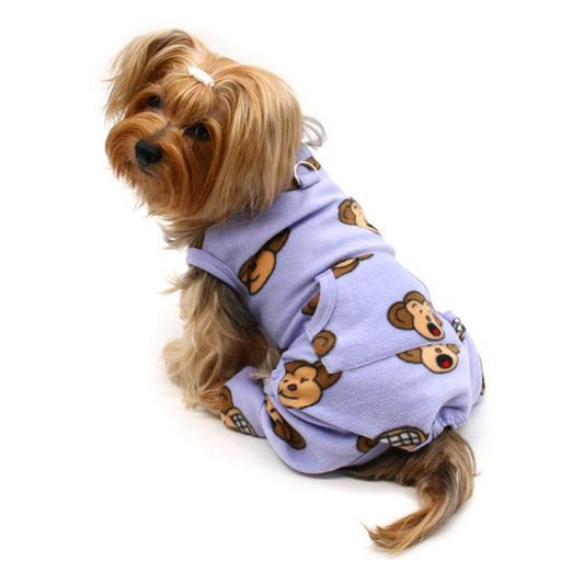 Silly Monkey Front Sleeveless Fleec Pajamas - Lavender