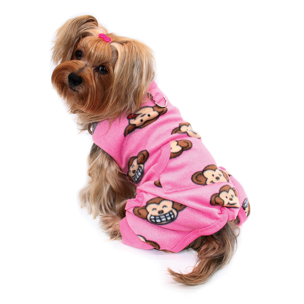 Silly Monkey Front Sleeveless Fleec Pajamas - Pink