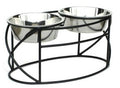 Oval Cross Double Raised Feeder - Small - White