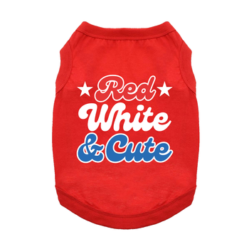 Red White and Cute Dog Shirt - Flame Scarlet Red